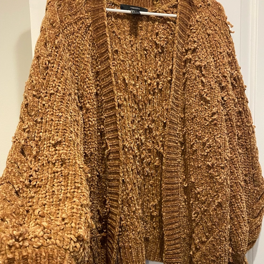 Forever 21 L Mustard/Gold Fringe cardigan